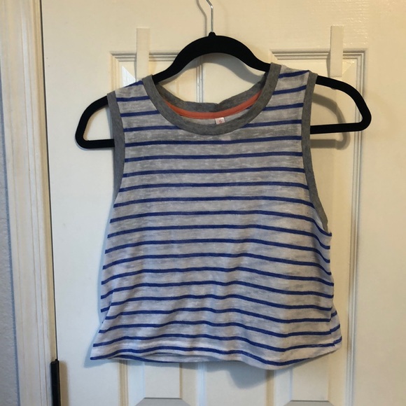 Xhilaration Cropped Blue, White, and Gray Tank Top - Picture 1 of 4